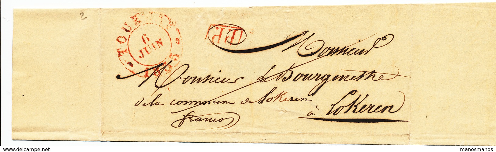 391/25 - Lettre Précurseur TOURNAY 1835 En PORT PAYE Vers Le Bourgmestre De LOKEREN - 1830-1849 (Belgique Indépendante)