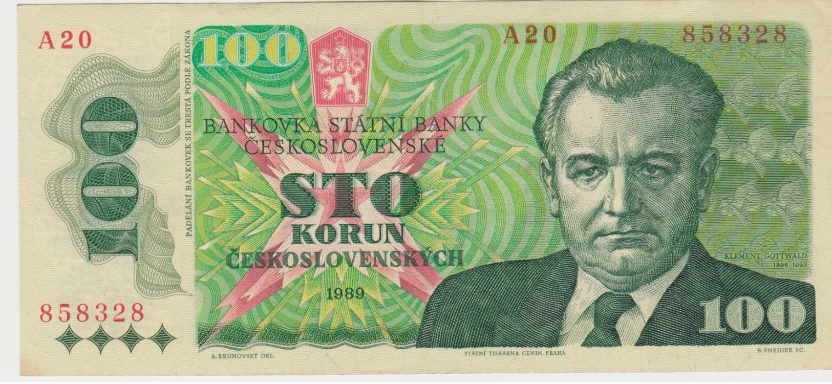 TCHECOSLOVAQUIE 100 Couronnes 1989 P97 AU-UNC - Tchécoslovaquie