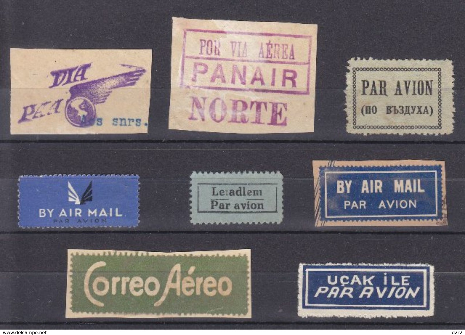 LOT DE VIGNETTE - PAR AVION - DIVERS PAYS... - Erinnophilie