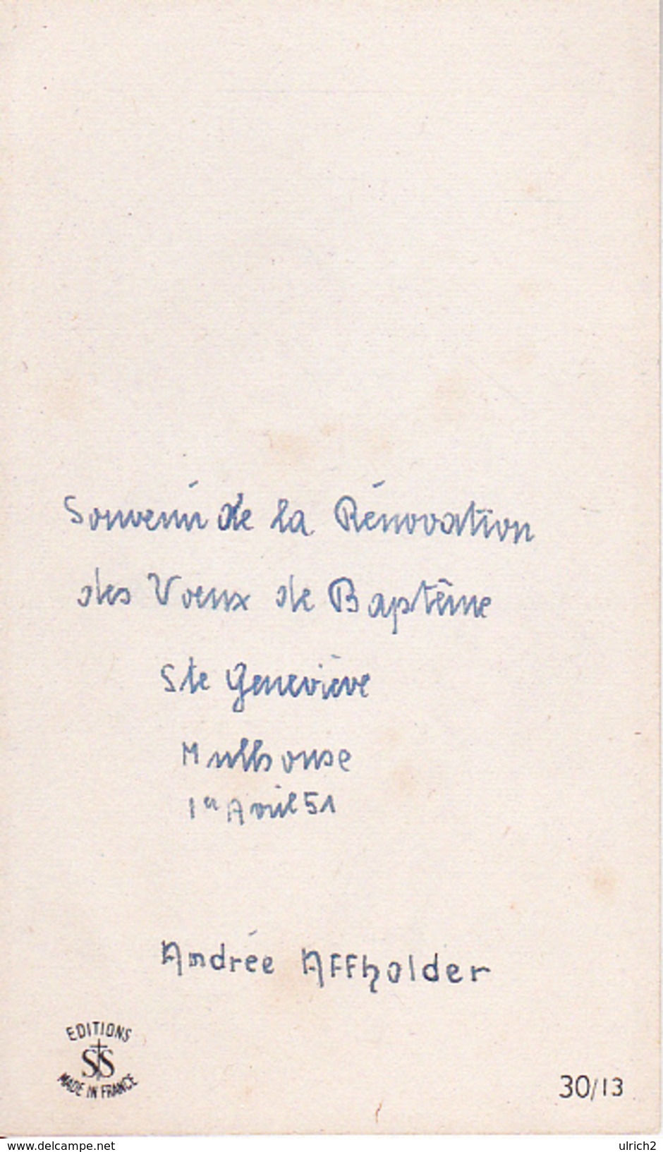 Andachtsbild - Image Pieuse - Jesus Und Kind - Communion - Ste Geneviève Mulhouse 1951 - 10*6cm (29479) - Devotieprenten