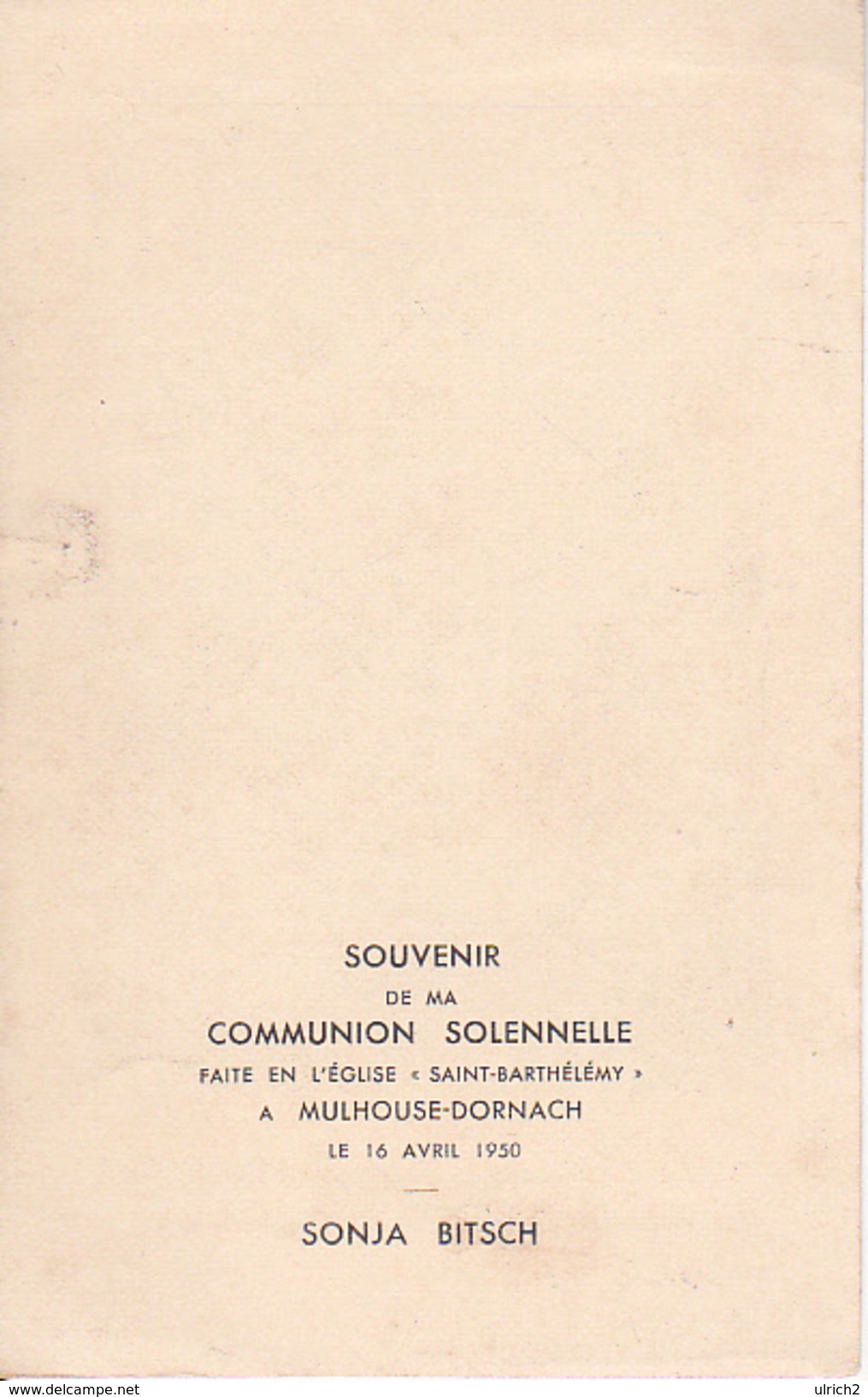 Andachtsbild - Image Pieuse - Kinder - Kommunion Communion - Saint-Barthélémy Mulhouse-Dornach 1950 - 11*7cm (29480) - Andachtsbilder