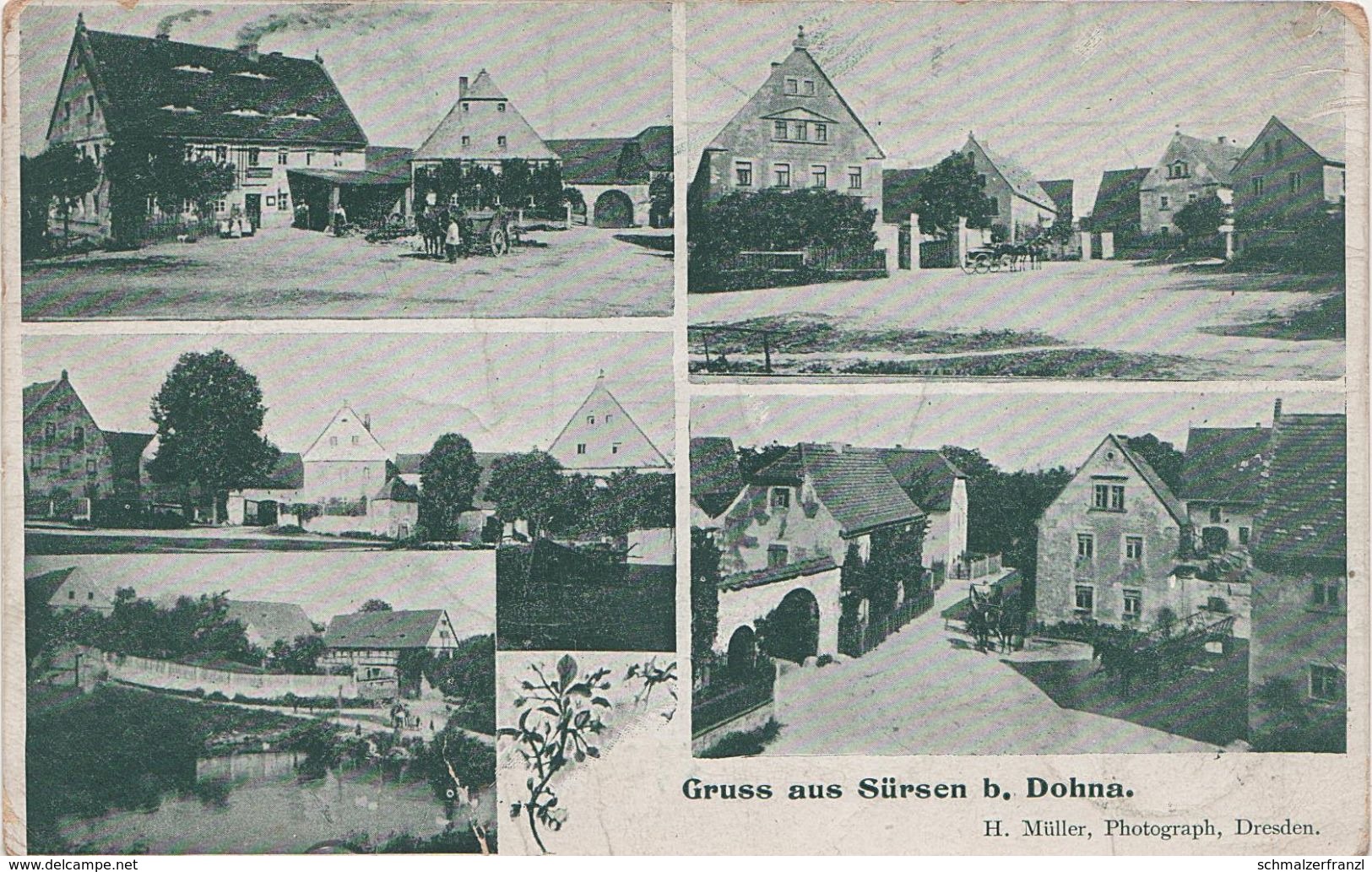 Litho AK Gruß Sürsen Sürssen Dorfplatz Gasthaus A Dohna Heidenau Mügeln Pirna Bosewitz Gorknitz Tronitz Gamig Borthen - Maxen