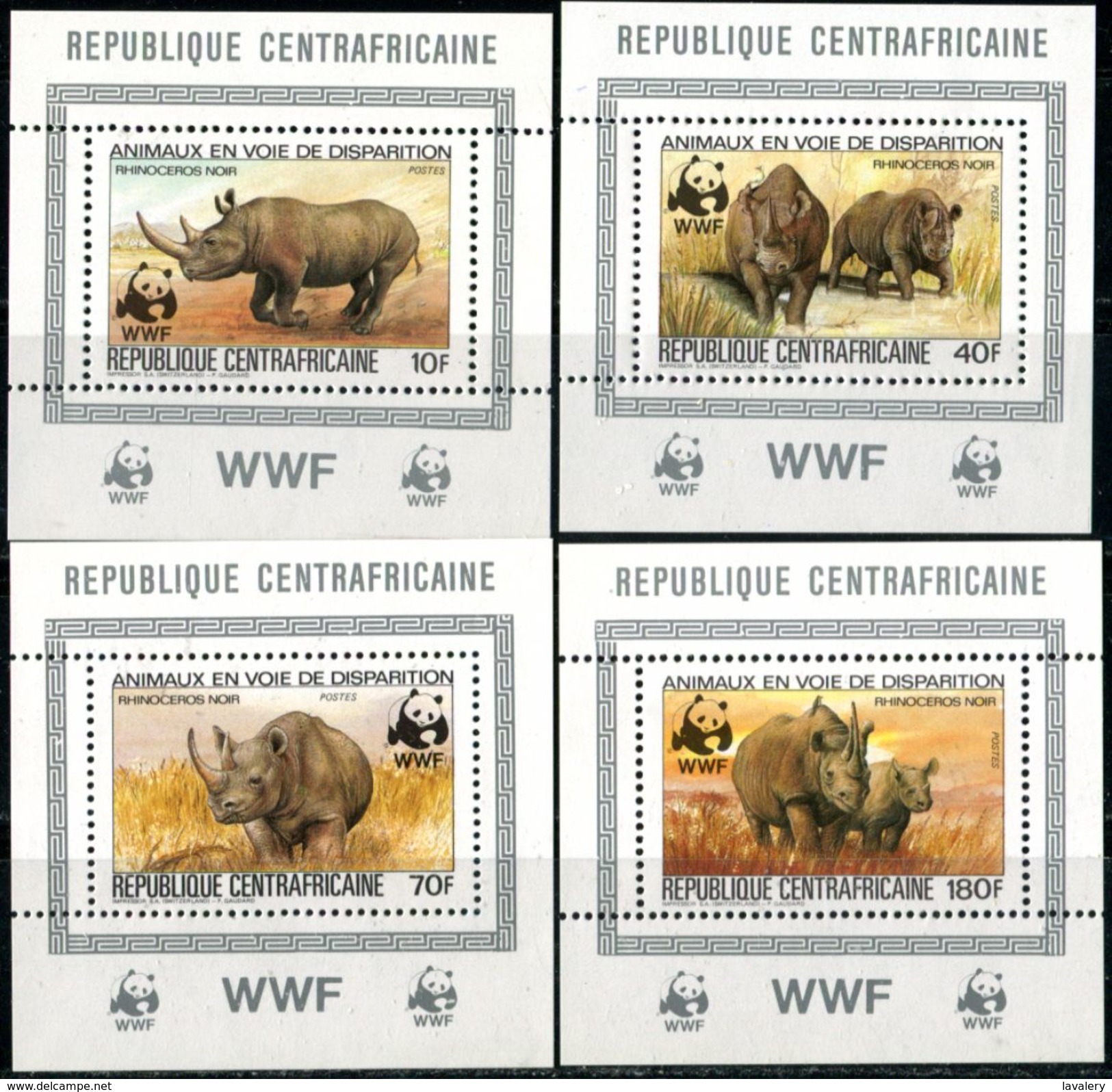 CENTRAL AFRICA CAR 1983 Rhinoceroses, WWF, Fauna MNH - Central African Republic