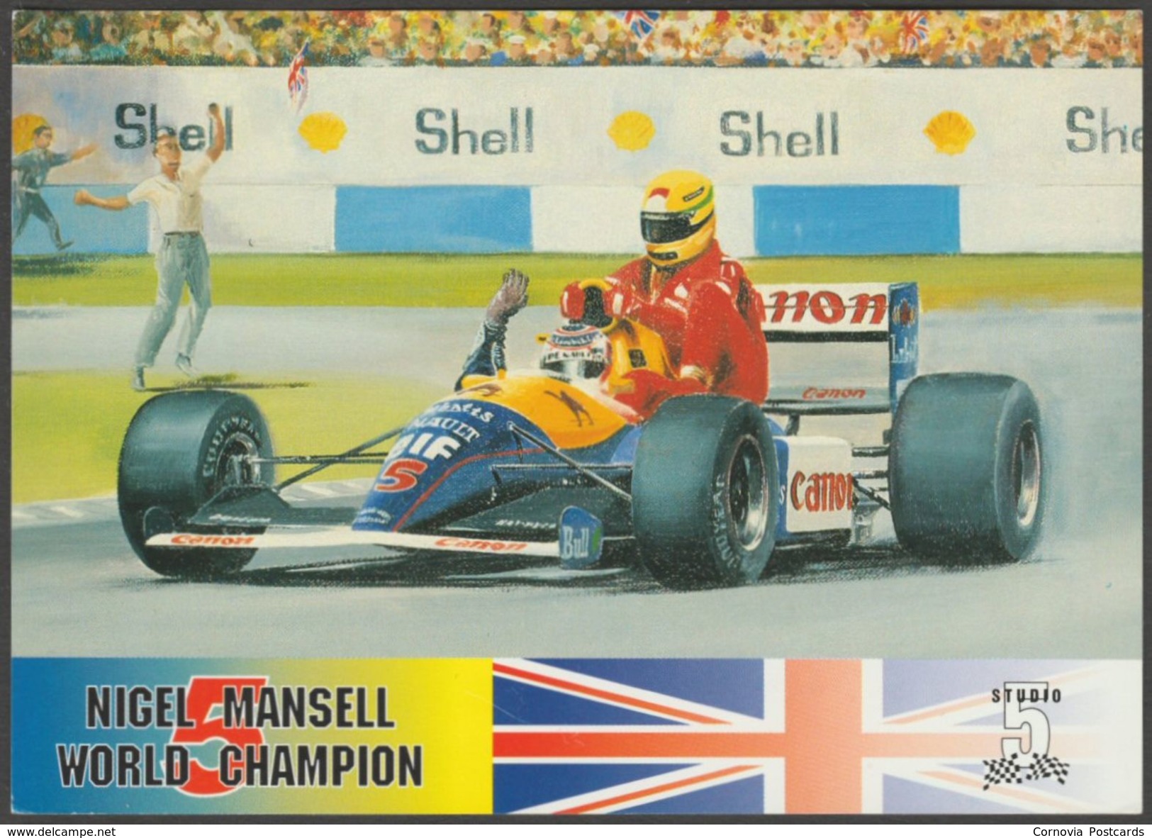 Nigel Mansell, F1 World Champion, 1992 - Studio 5 Postcard - Grand Prix / F1