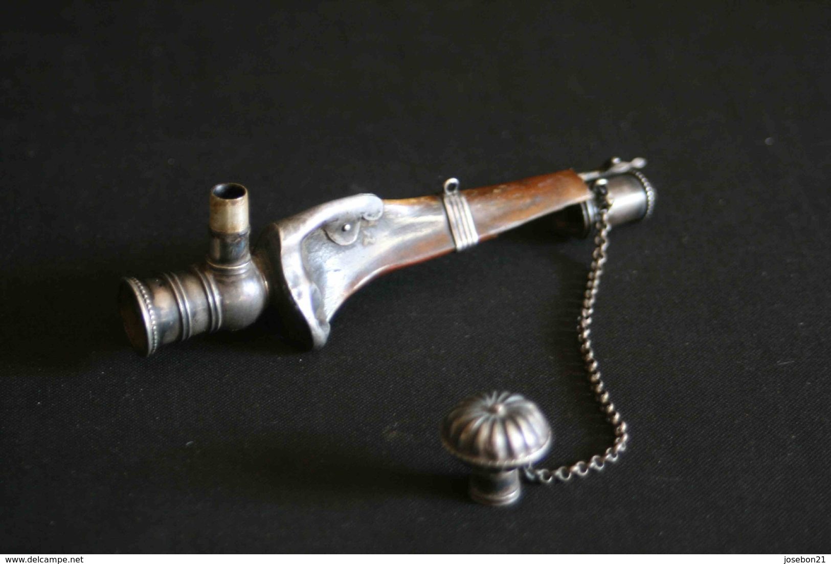 Ancienne Pipe Ethnique Artisanale Argent XIX ème - Arte Orientale