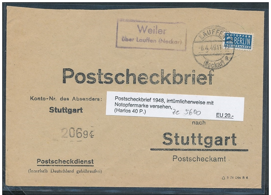 Zonen-Postscheck Brief ...... - ( Ze5600  ) Siehe Scan - Sonstige & Ohne Zuordnung