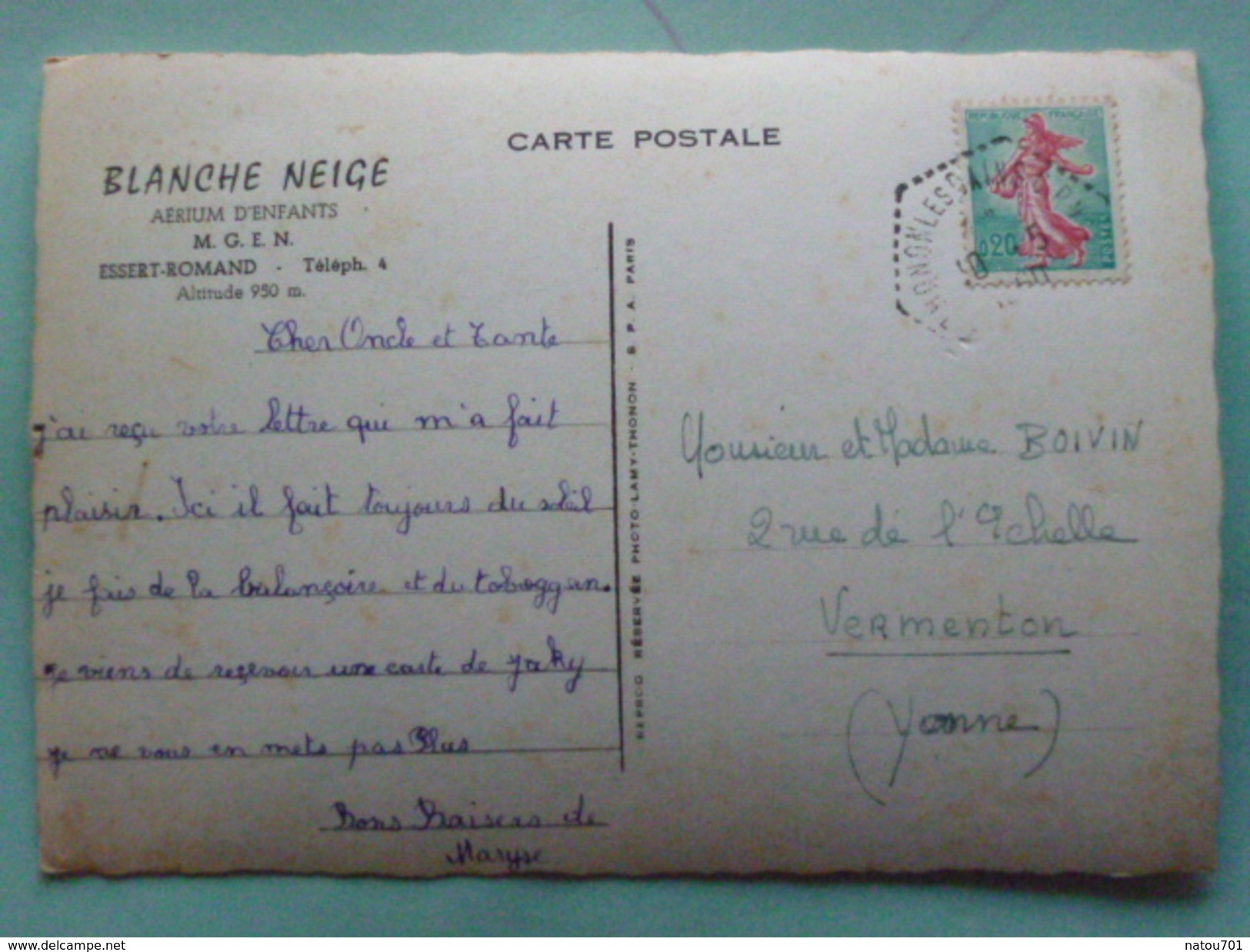 V07-74-F-74-haute Savoie--essert-romand-aerium D'enfants -M.G.E.N.--""blanche Neige""-1960-animee - Vacheresse