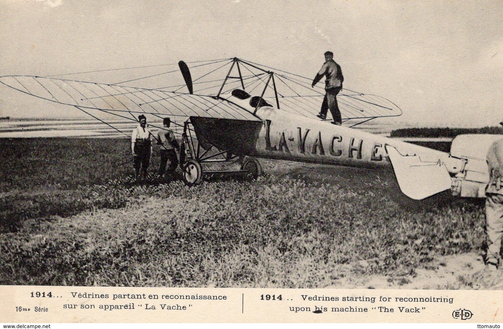 Védrines Partant En Reconnaissance Sur Son Appareil 'La Vache' 1914  -  CPA - Flieger