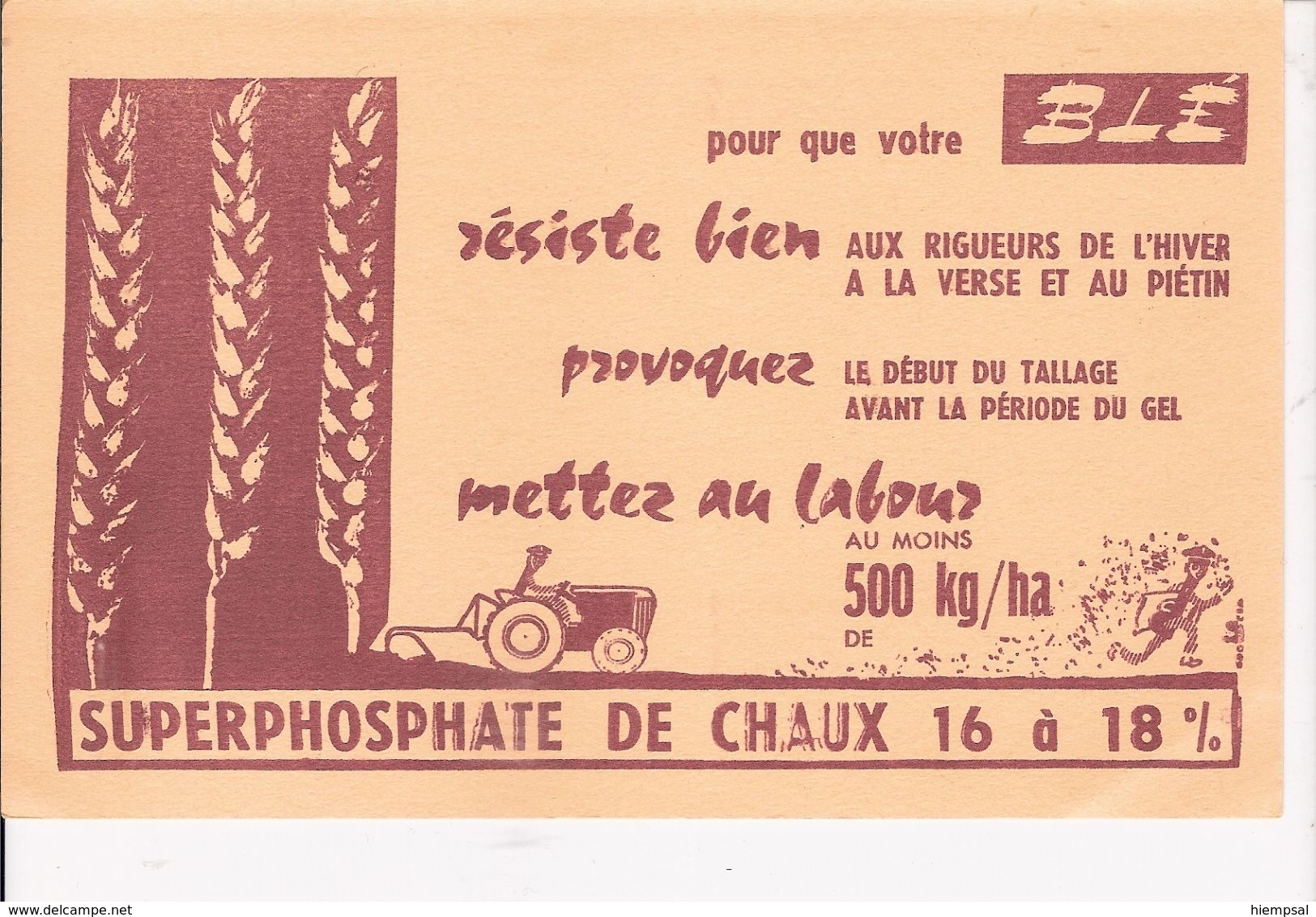 SUPERPHOSPATE DE CHAUX  16 A18  POUR CENT   BLE - Agriculture