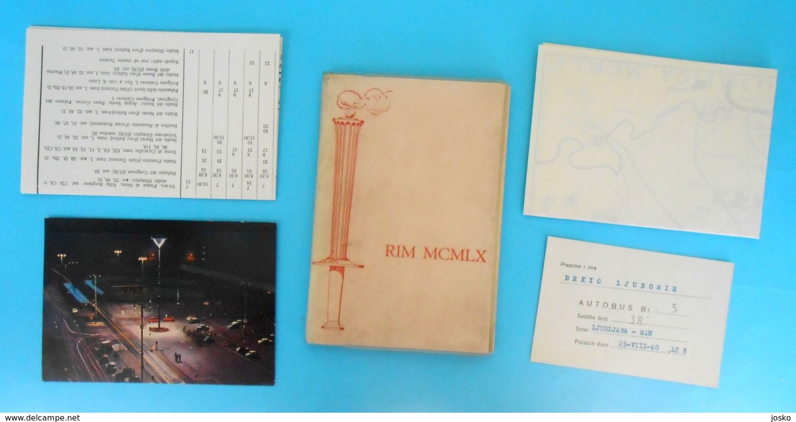 OLYMPIC GAMES ROME 1960 Lot Of YUGOSLAV NOC Official Guide + Programme + Olympic City Map + Bus Ticket Olimpiadi Roma 60 - Apparel, Souvenirs & Other