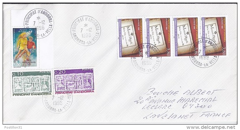 TP N° 511x4 (+318/317/507) SUR LETTRE  DU 7.12.98 POUR LA FRANCE - Storia Postale