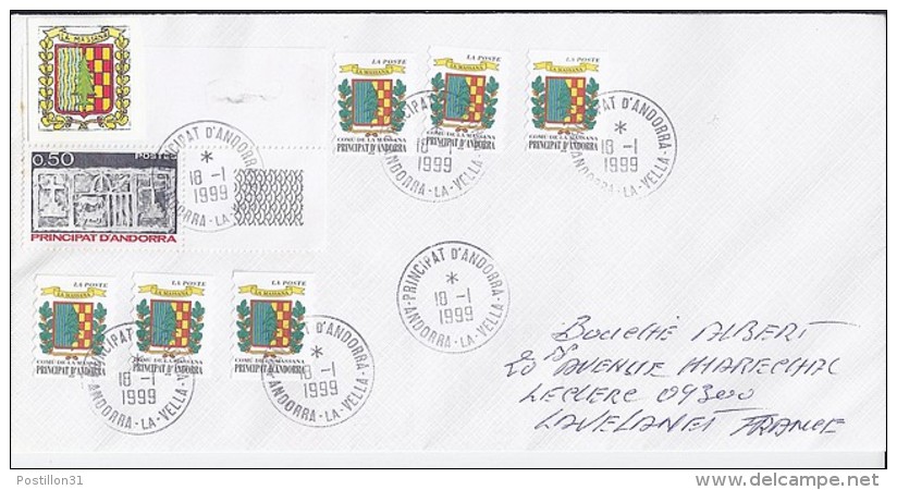 TP N° 512x6 (+321)  SUR LETTRE  REC. DU 18.1.99 POUR LA FRANCE - Brieven En Documenten