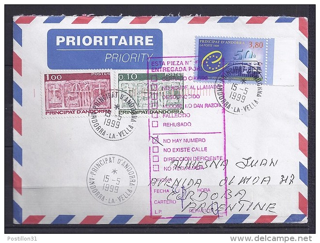 TP N° 515 (+317/322) SUR LETTRE DU 15.5.99 POUR L'ARGENTINE - Brieven En Documenten