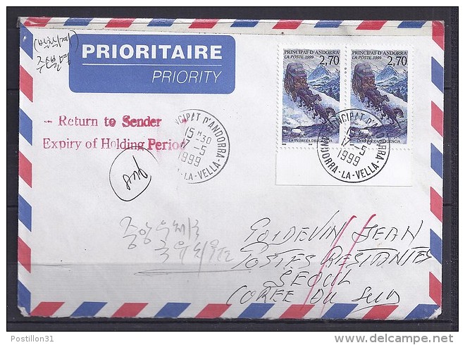 TP N° 516 X2 SUR LETTRE  DU 17.5.99 POUR LA COREE DU SUD - Briefe U. Dokumente