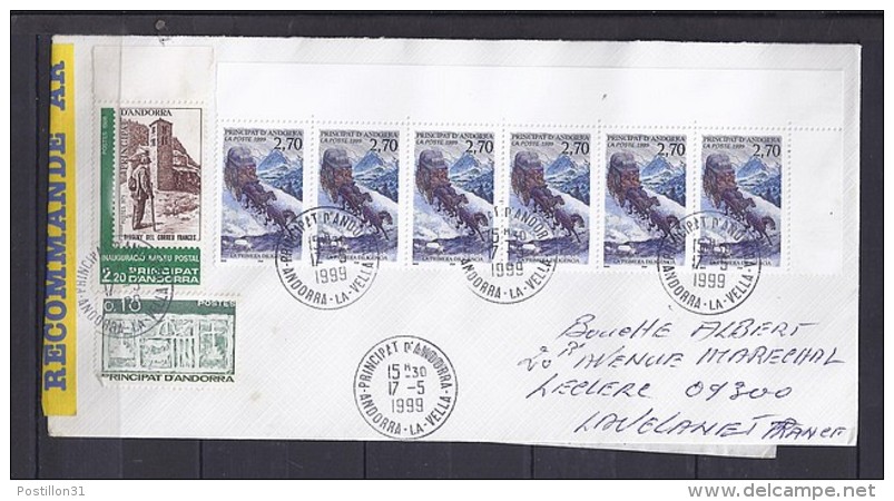 TP N° 516x6 (+317) SUR LETTRE  RECOMMANDEE DU 17.5.99 POUR LA FRANCE - Brieven En Documenten