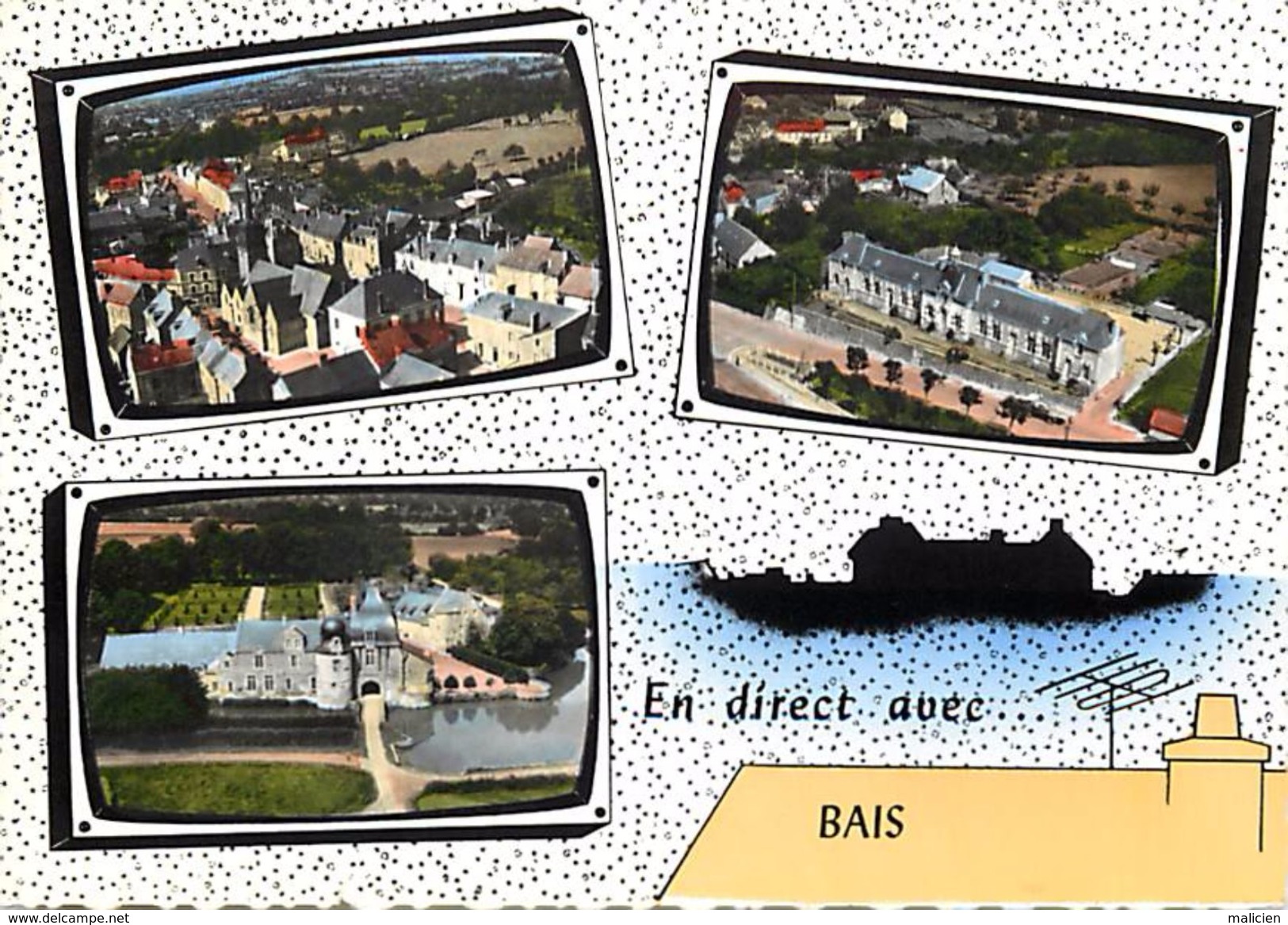 - Mayenne -gd Format-ref-U911- Bais - Souvenir De ..- En Direct De..antenne Television - Multi Vues - Edit. Lapie N°150 - Bais