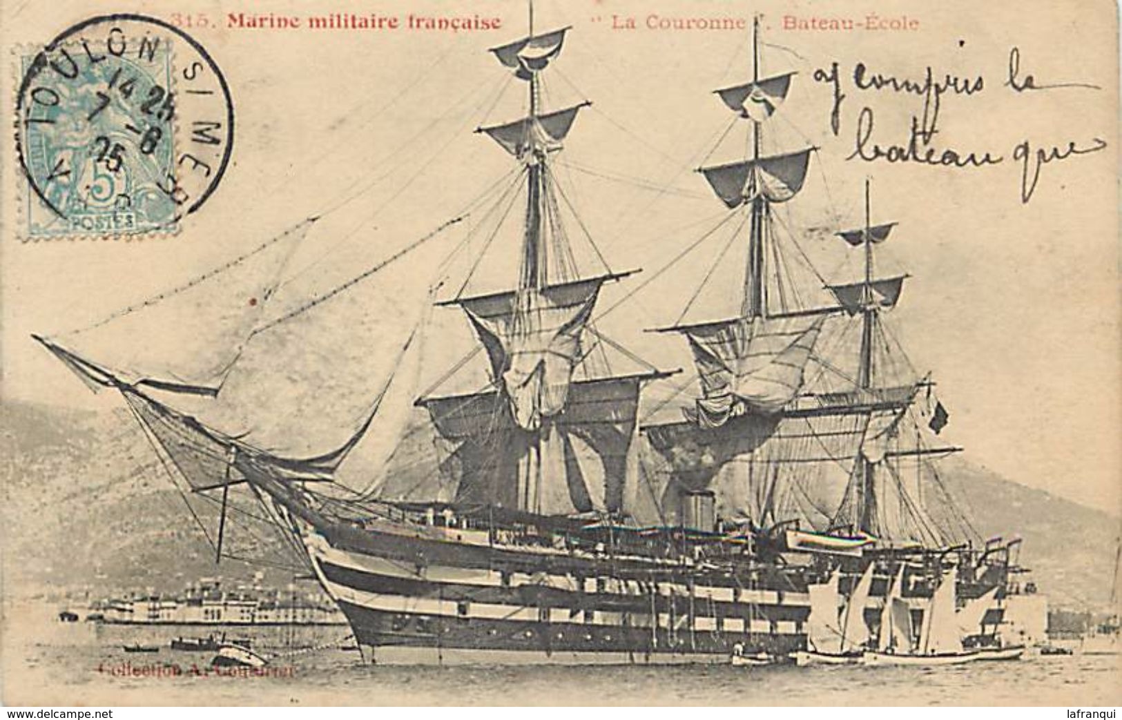 Ref U833- Transports -bateaux - Bateau -voiliers - Voilier -marine Militaire Francaise - La Couronne -bateau Ecole - - Voiliers