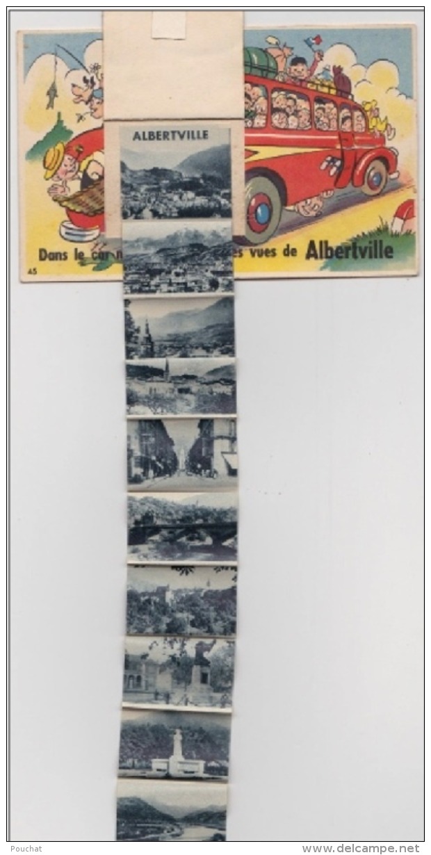 C1- 73) Dans Le Car Nous Avons Les Jolies Vues De ALBERTVILLE - (carte à Système Dépliant 10 PetVTEME 10 PETITES VUES - Albertville