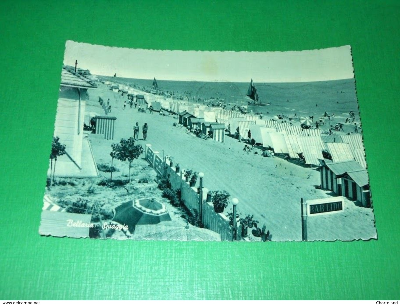 Cartolina Bellaria - Spiaggia 1956 - Rimini