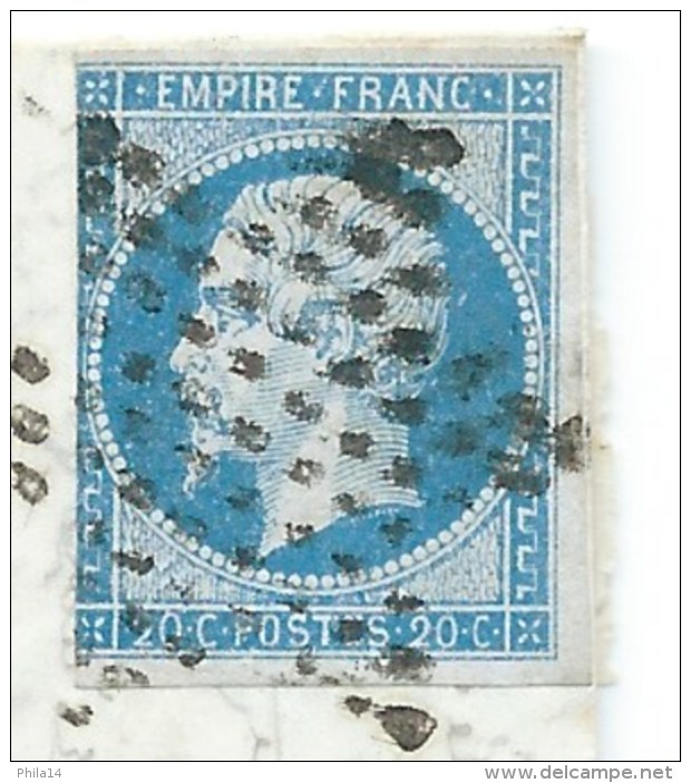 N° 14 BLEU NAPOLEON SUR LETTRE  / PARIS  POUR NEAUPHLE LE VIEUX / 23 SEPT 1858 - 1849-1876: Période Classique