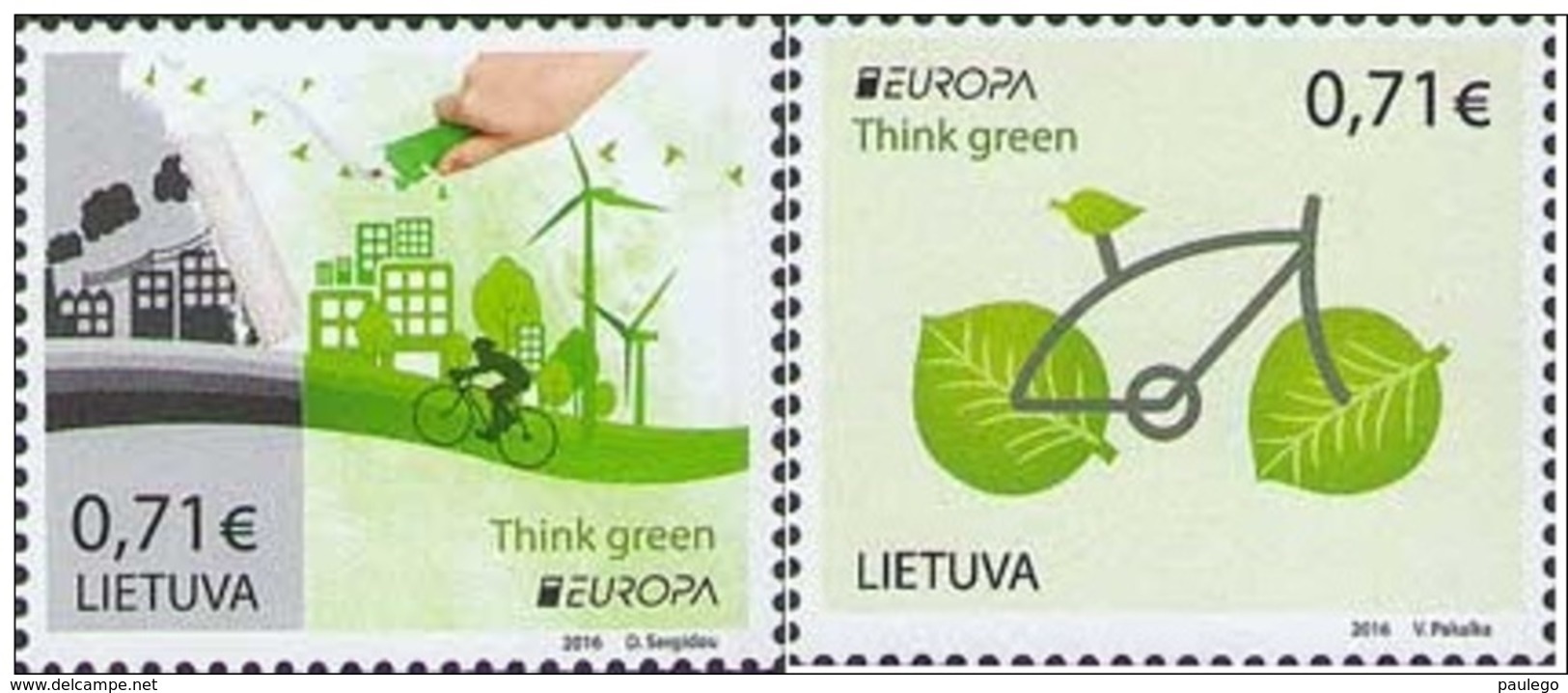 Lithuania,Lietuva ,Litauen.Lituanie  2016. MNH Europa Cept Cycling Bycicle Think Green Set - Lituanie