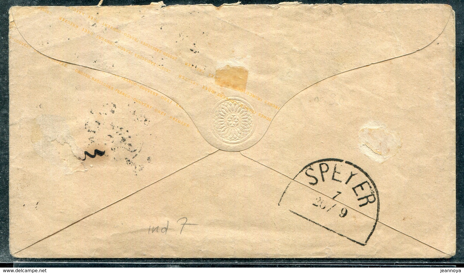 ALLEMAGNE - BADE - ENTIER POSTAL 3k. OBL. MANNHEIM LE 26/9/1862 POUR SPEYER - TB - Entiers Postaux