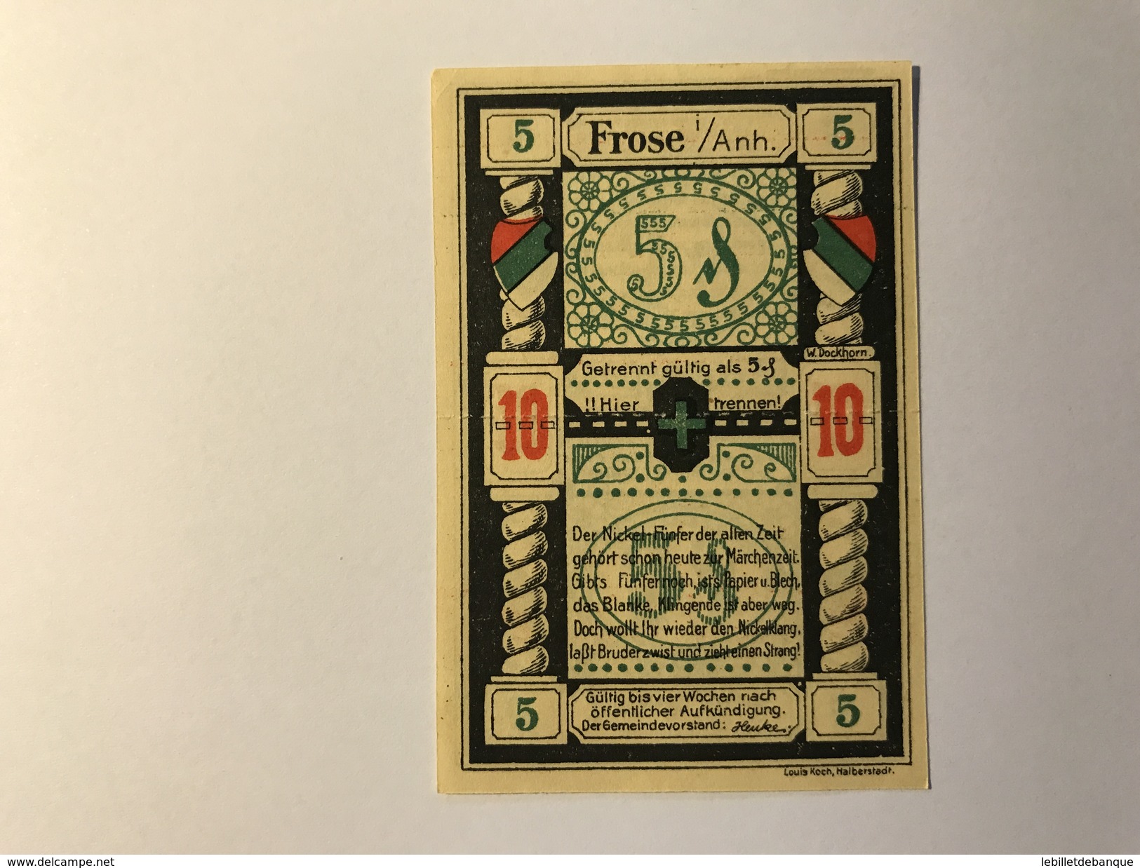 Allemagne Notgeld Frose 10 Pfennig - Collections