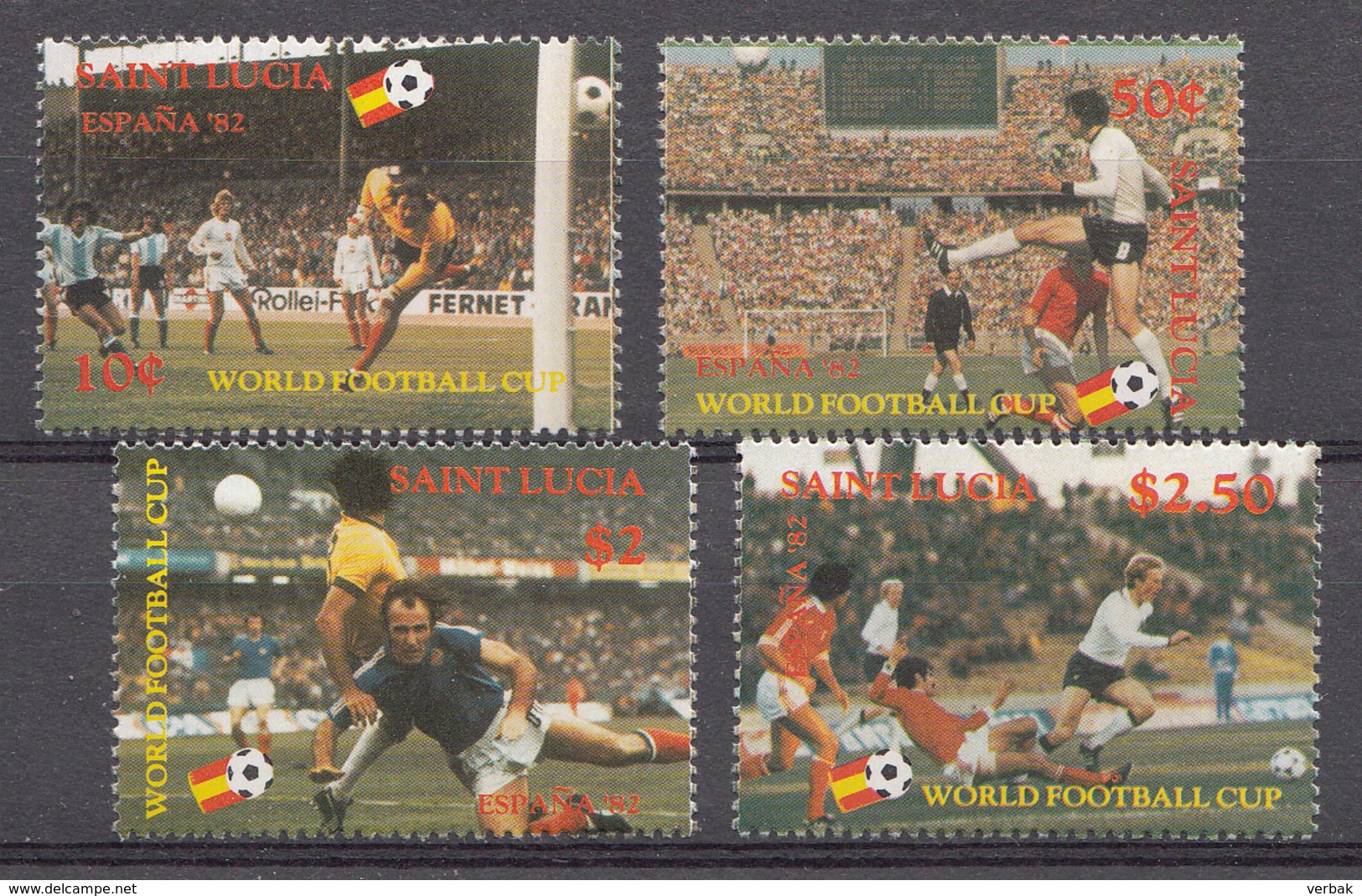 St. Lucie 1982 Mi. Nr.:573-576 Fussballweltmeisterschaft, Spanien  Neuf Sans Charniere / Mnh / Postfris - St.Lucie (1979-...)