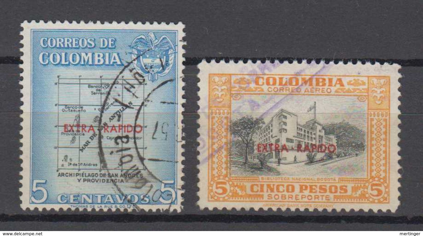 Colombia Mi# 806-07 Used EXTRA RAPIDO Overprint 1957 - Colombia