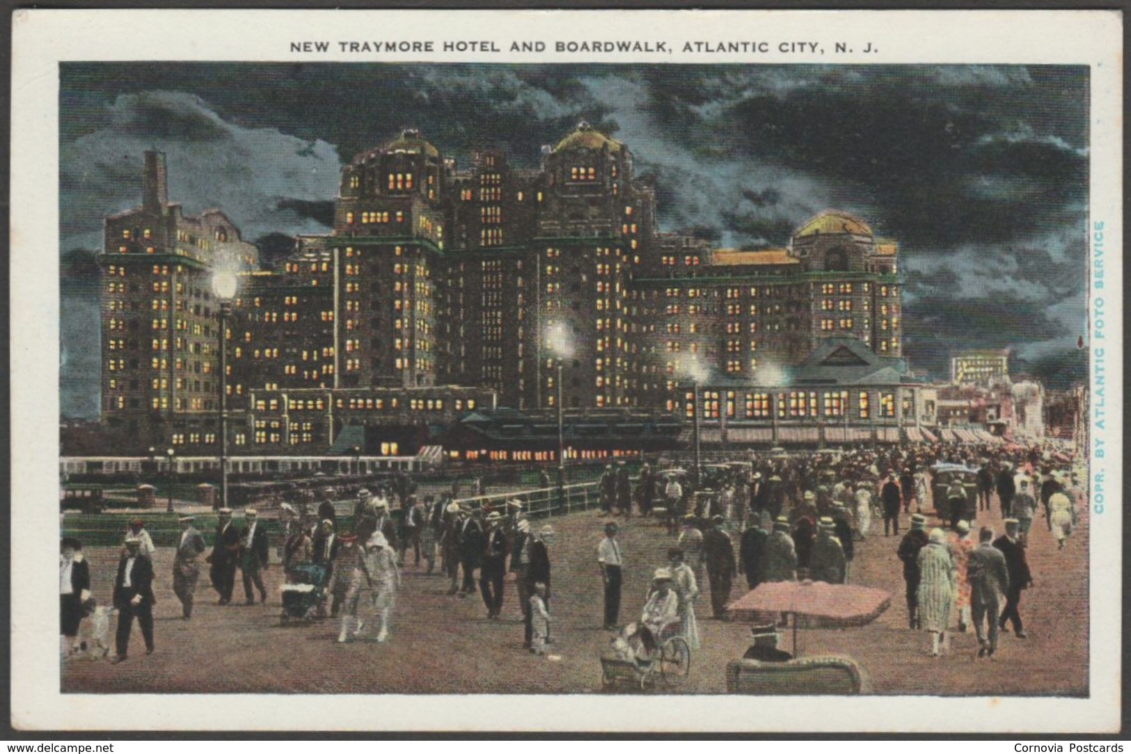 New Traymore Hotel And Boardwalk, Atlantic City, New Jersey, C.1920s - Sithens Postcard - Atlantic City