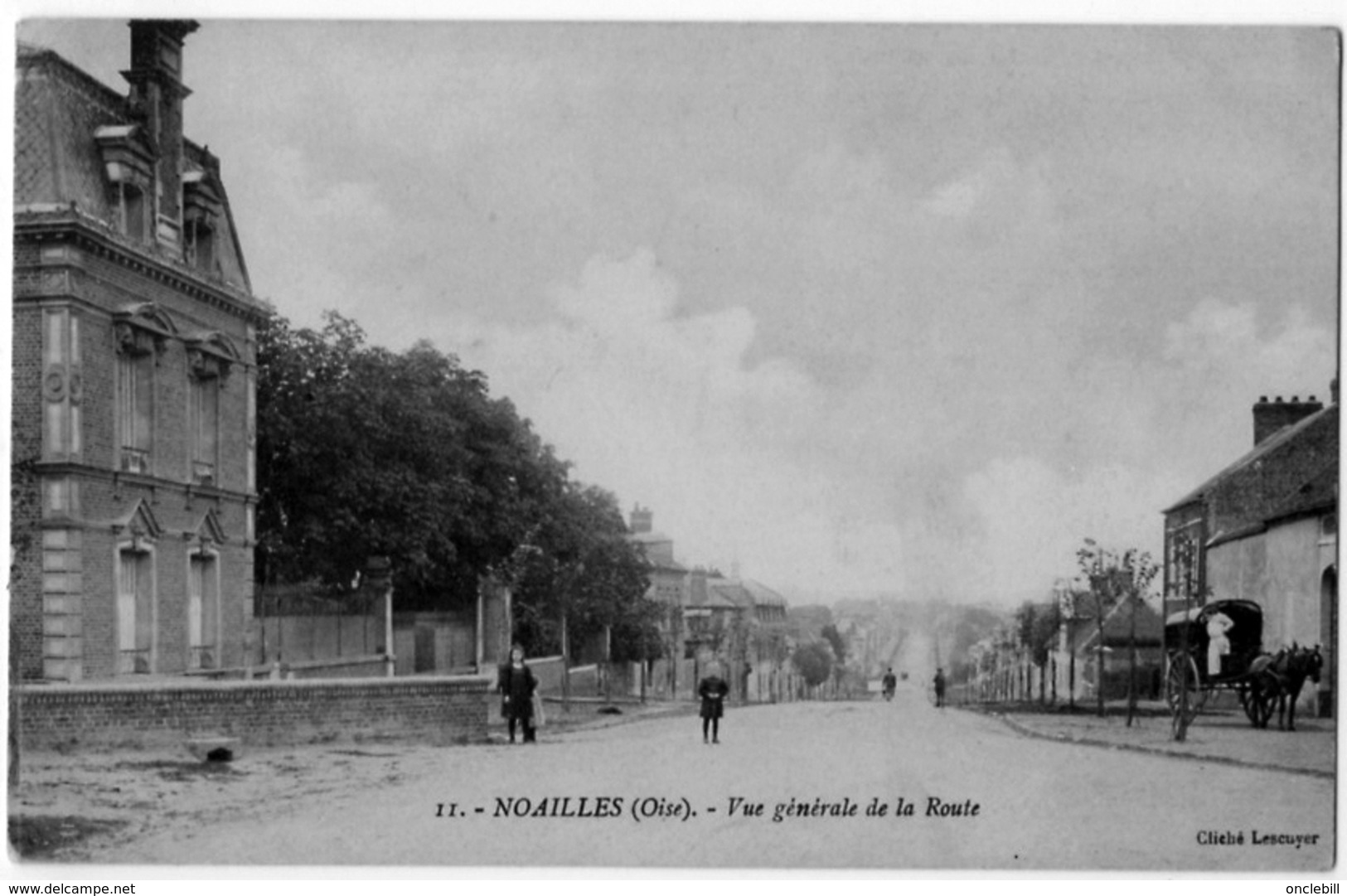 Noailles Oise Vue Générale Route Attelage Animation 1910 état Superbe - Noailles