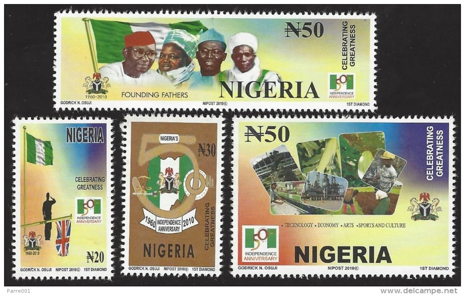 Nigeria 2010 50th Anniversary Independence Founding Fathers Flag MNH Mint Set - Nigeria (1961-...)