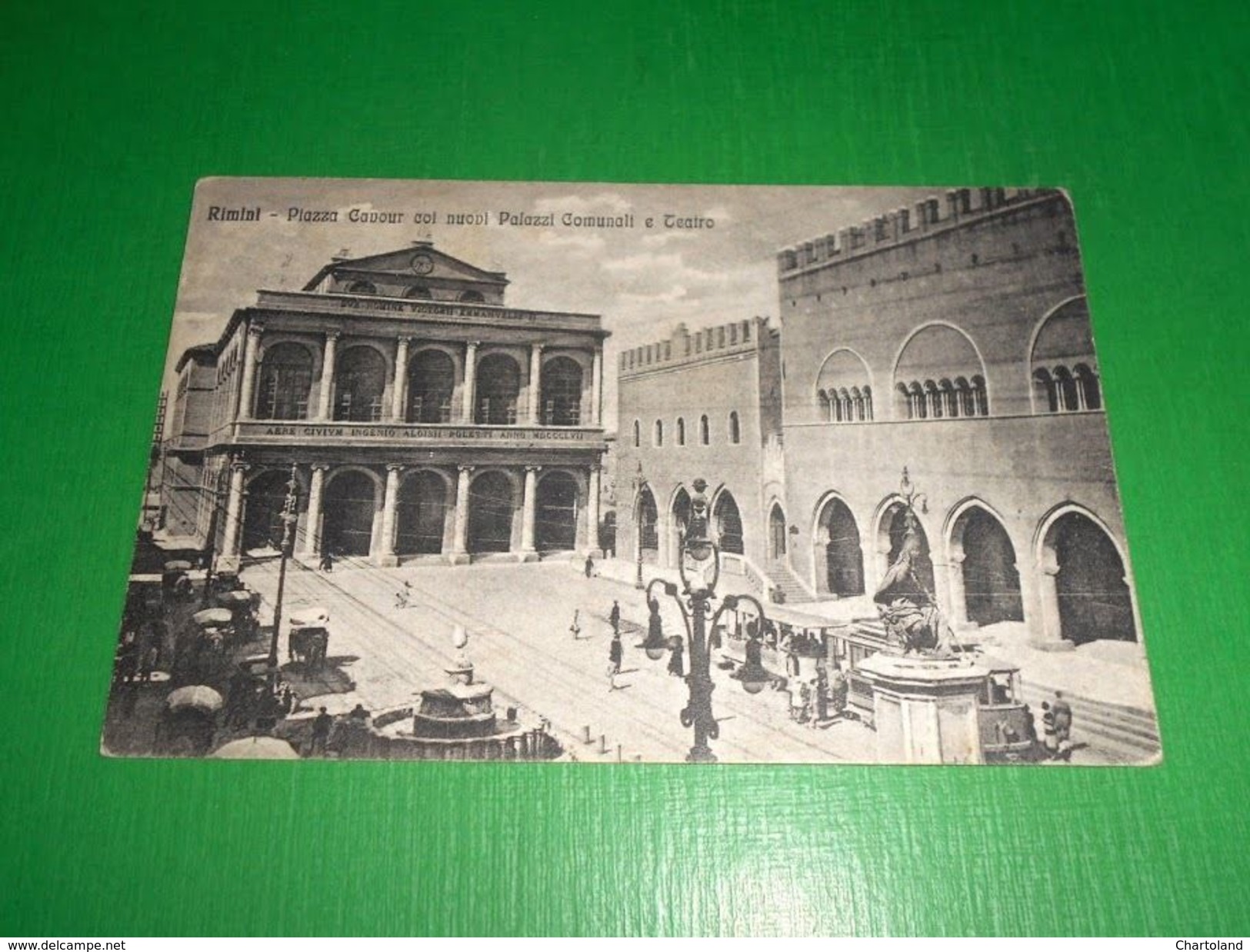 Cartolina Rimini - Piazza Cavour Coi Nuovi Palazzi Comunali E Teatro 1931 - Rimini