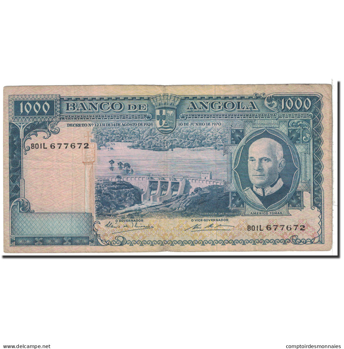 Billet, Angola, 1000 Escudos, 1970, 1970-06-10, KM:98, TTB - Angola