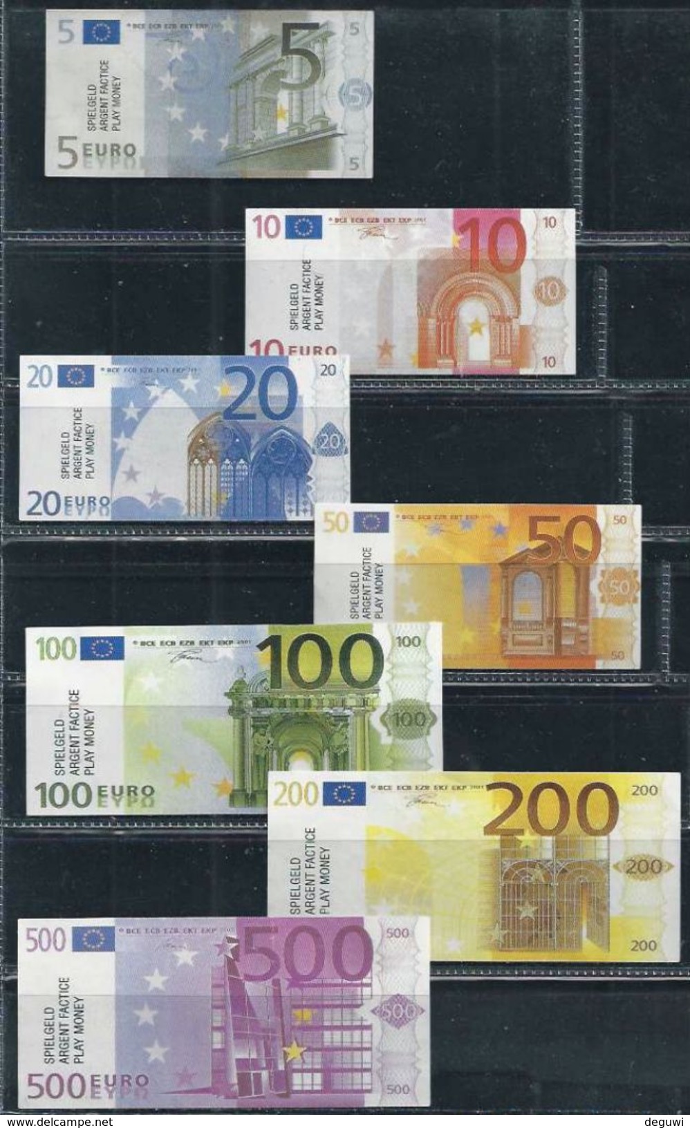 EURO Set, 5 - 500 &euro;, Billet Scolaire, Edukativ-Geld, Paper Set EUROS, Size 500 &euro; = 100 X 46 Mm,  RRR, Used, Be - Sonstige & Ohne Zuordnung