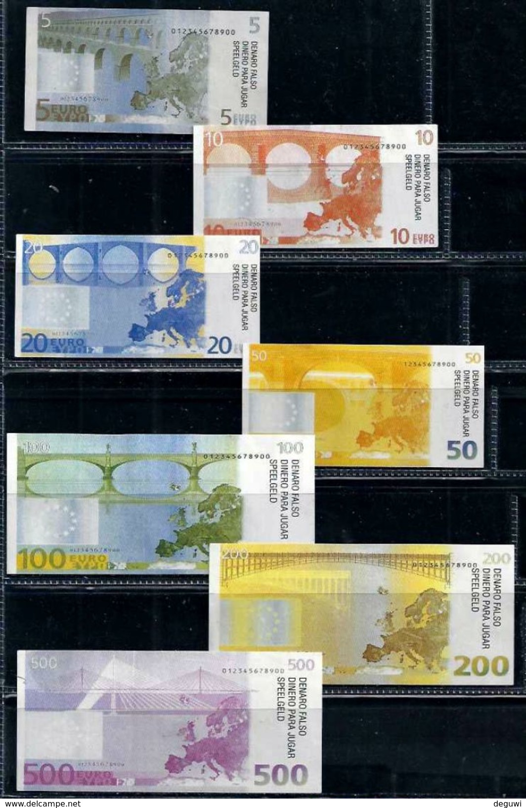 EURO Set, 5 - 500 &euro;, Billet Scolaire, Edukativ-Geld, Paper Set EUROS, Size 500 &euro; = 100 X 46 Mm,  RRR, Used, Be - Sonstige & Ohne Zuordnung