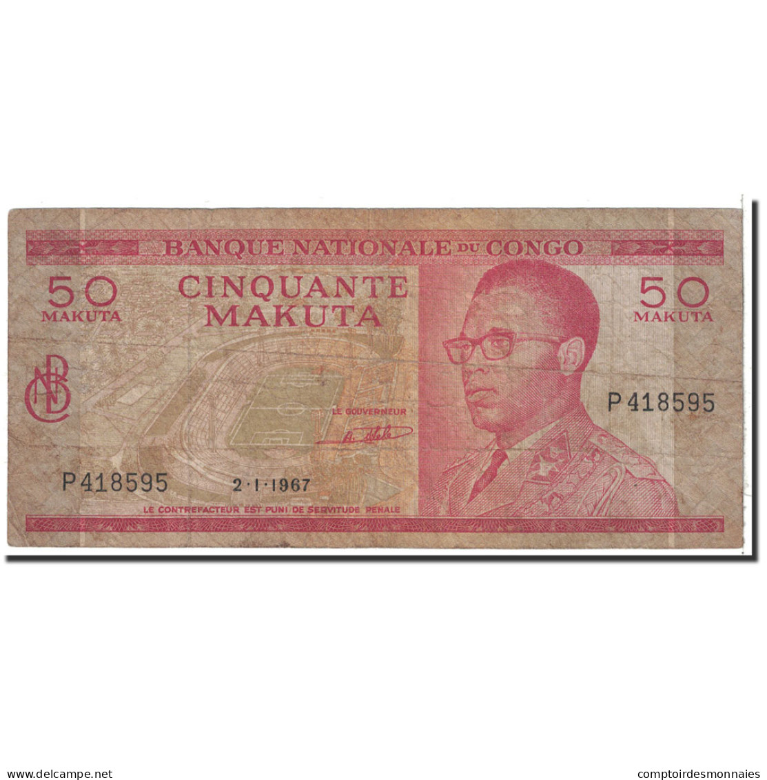 Billet, Congo Democratic Republic, 50 Makuta, 1967, 1967-01-02, KM:11a, TB - République Démocratique Du Congo & Zaïre