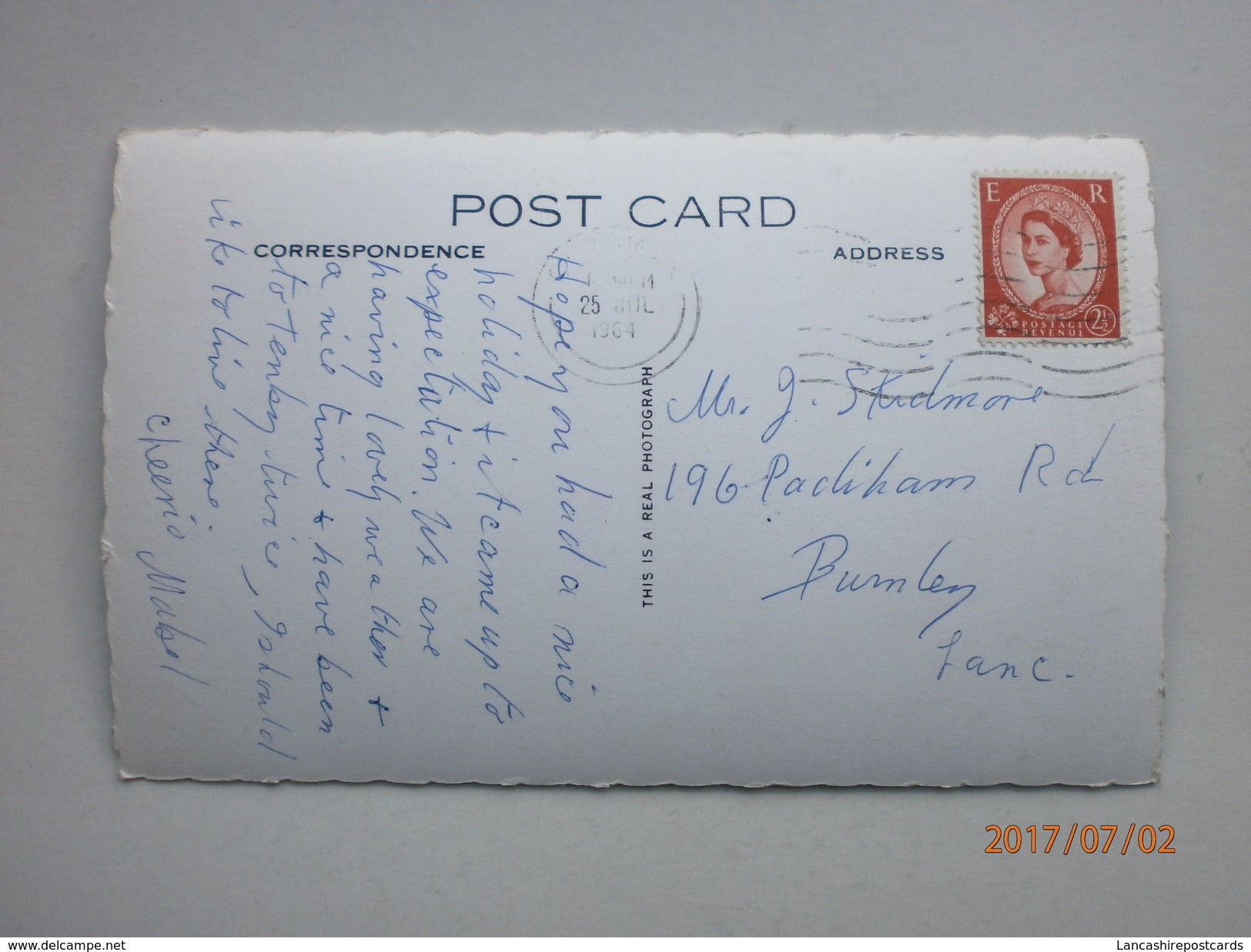 Postcard Aberporth Cardiganshire PU 1964 To Mr Skidmore Padiham Road Burnley Real Photo My Ref B11427 - Cardiganshire