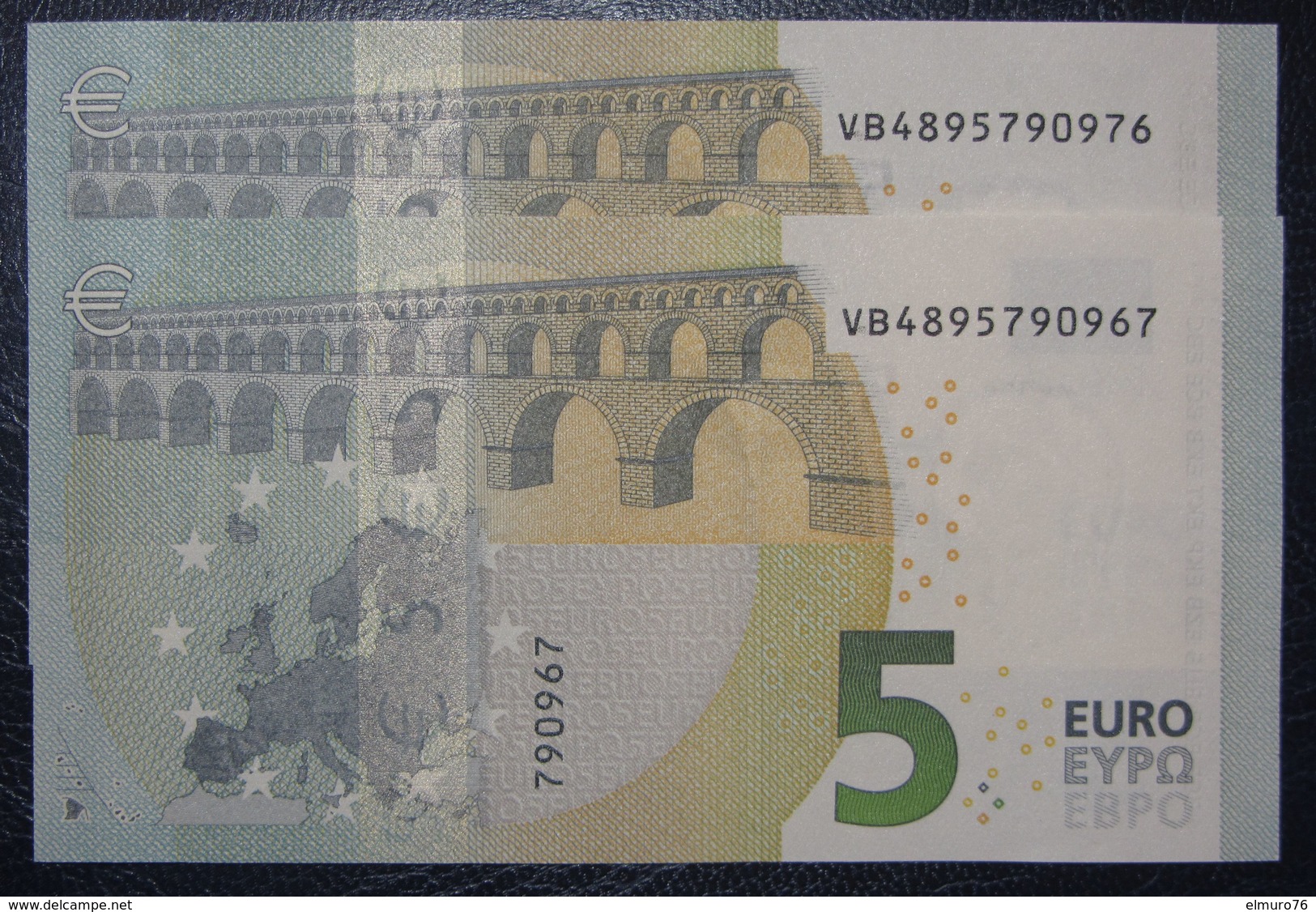 2x 5 EURO DRAGHI V010C3 Pareja Radar 2 VB Perfect UNC - 5 Euro