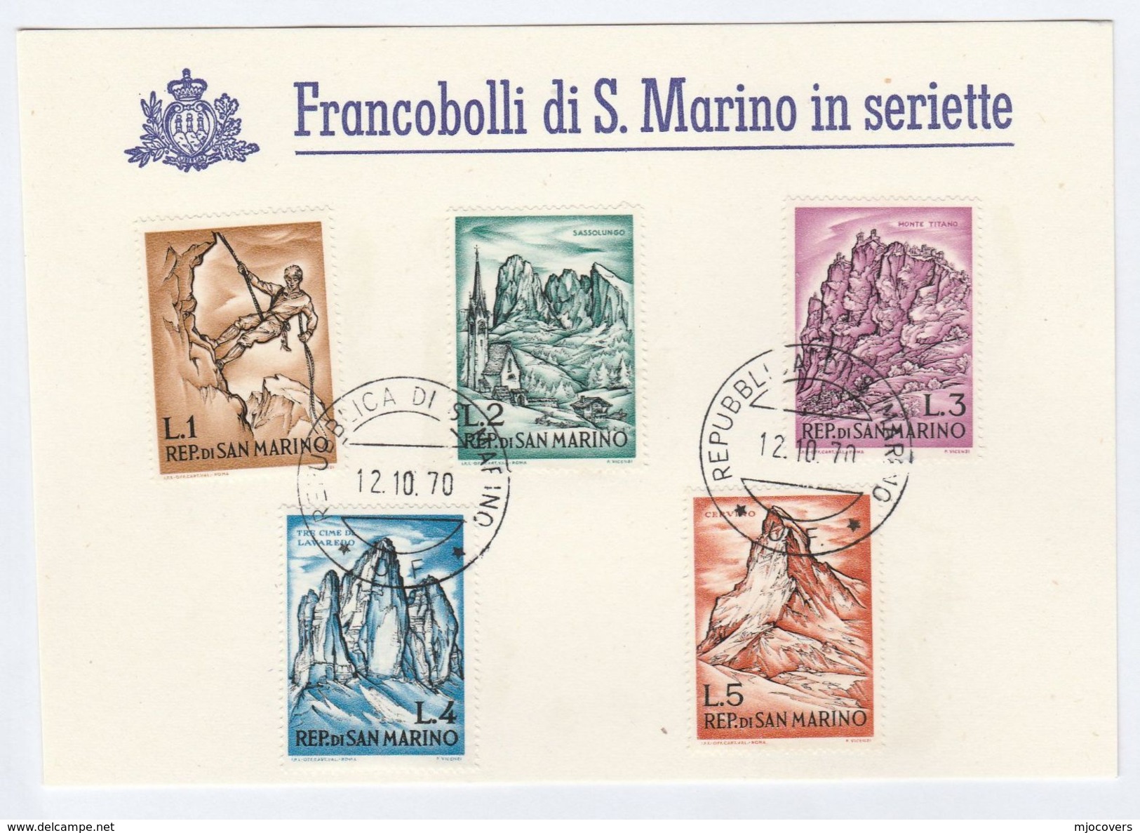 1970 SAN MARINO  COVER Special Card  MOUNTAINEERING MOUNTAIN CLIMBING  Stamps Sport - Climbing