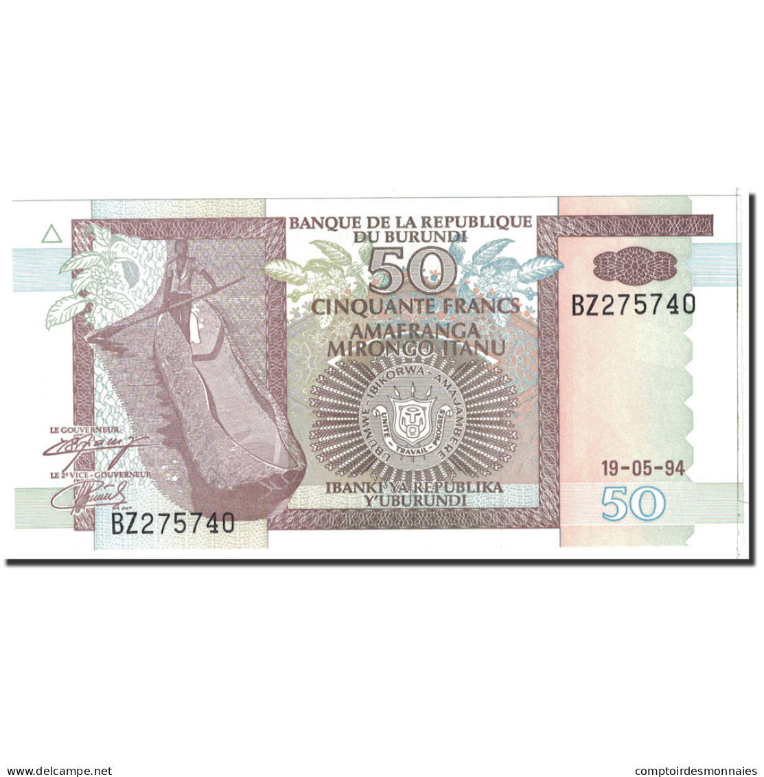 Billet, Burundi, 50 Francs, 1994, 1994-05-19, KM:36a, NEUF - Burundi