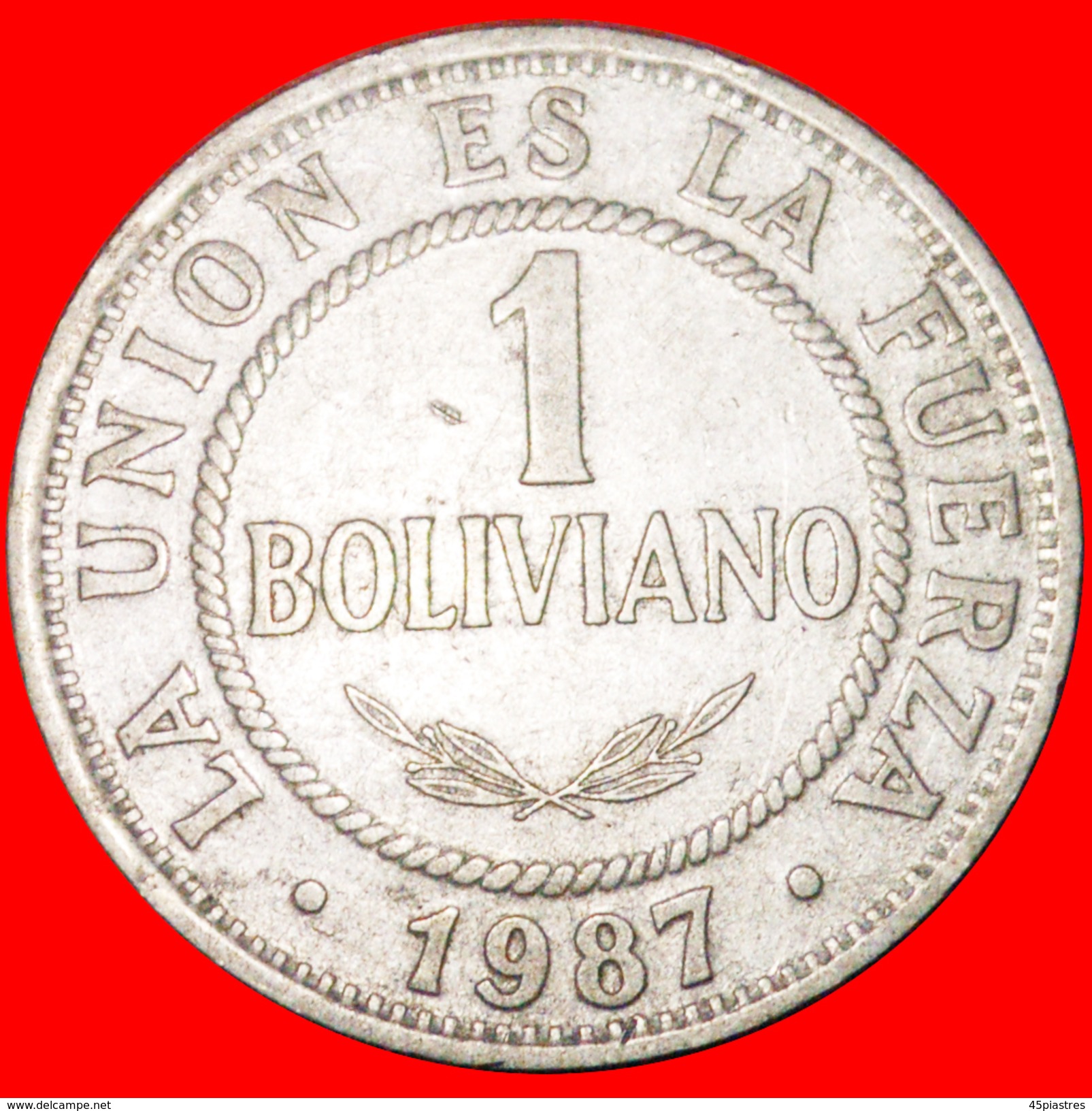 § SUN: BOLIVIA &#x2605; 1 BOLIVIANO 1987! LOW START&#x2605; NO RESERVE! - Bolivia