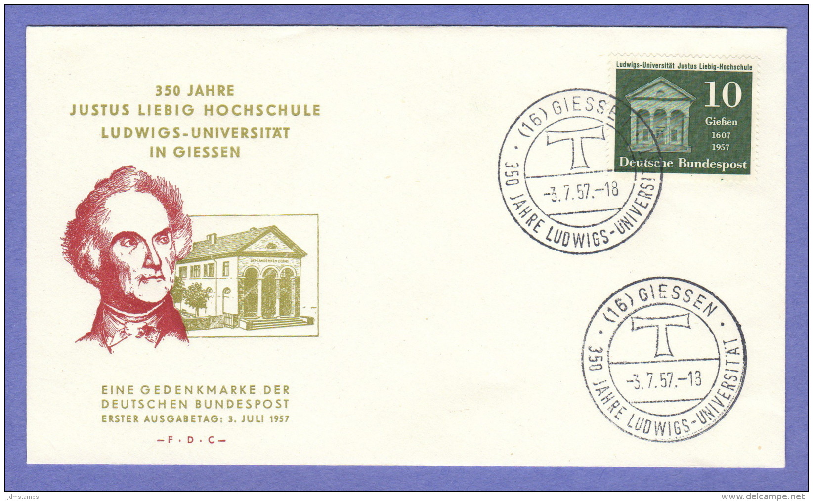 GER SC #768 1957 Liebig School, Ludwig Univ., 350th Anniv. FDC 07-03-1957 - Other & Unclassified