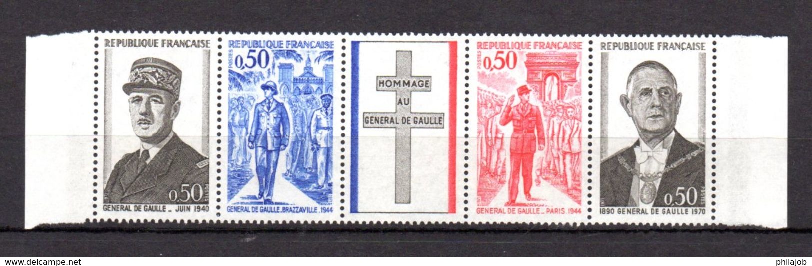 1 Bande Neuve ** MNH " GENERAL DE GAULLE. N° 1698A. Parfait état. Cote 3.50 &euro;. - De Gaulle (Général)