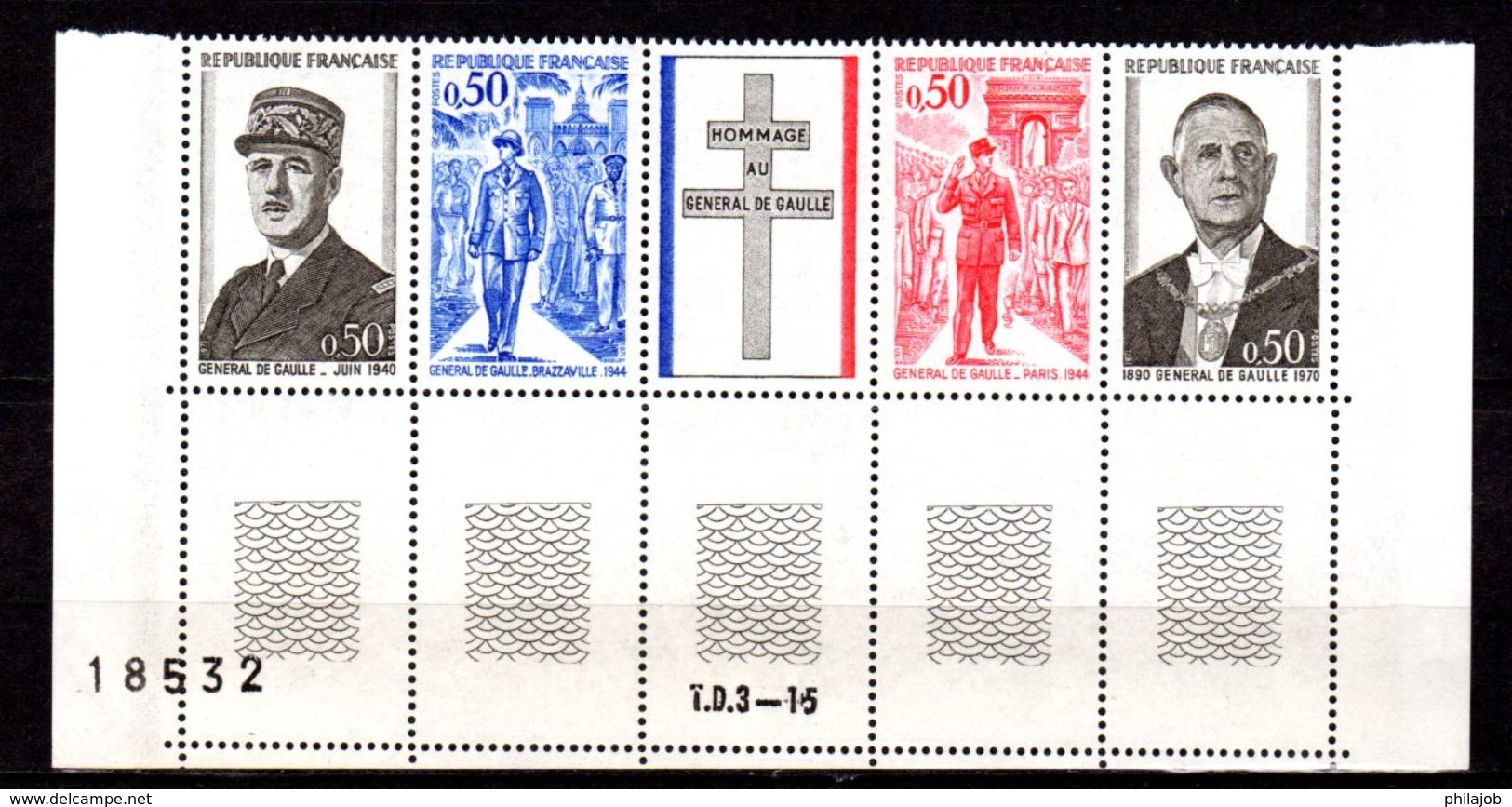 1 Bande Neuve ** MNH " GENERAL DE GAULLE. N° 1698A. Parfait état. Cote 3.50 &euro;. - De Gaulle (Général)