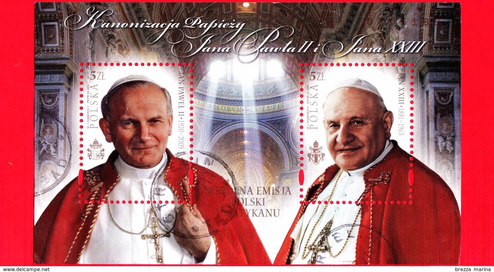 POLONIA - POLSKA - Usato - 2014 - Canonizzazione Dei Papi Giovanni Paolo II E Giovanni XXIII - BF - 5 Zl × 2 &bull; Ritr - Usados