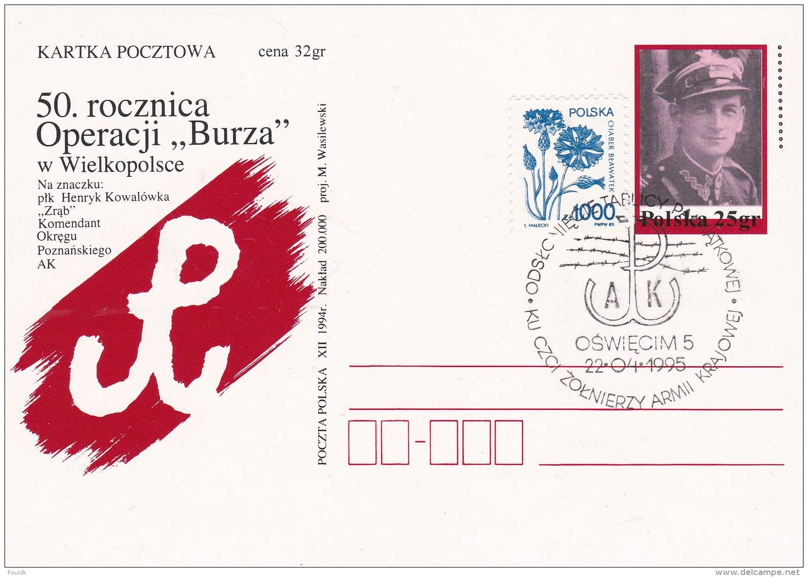 Poland Postal Stationary 1994 50. Rocznica Operacji Burza - Used With Special Postmark (DD1-25) - Stamped Stationery