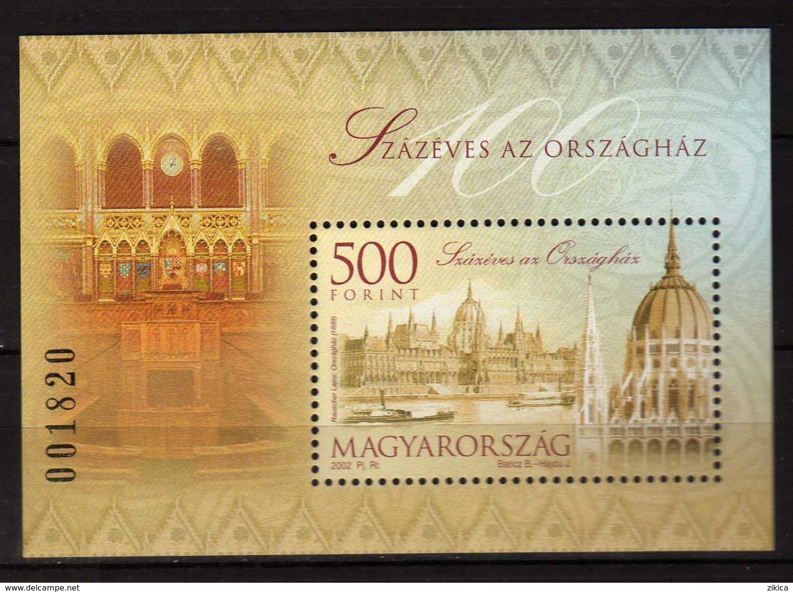 Hungary 2002 The 100th Anniversary Of The Parliament Building.S/S. MNH - Neufs