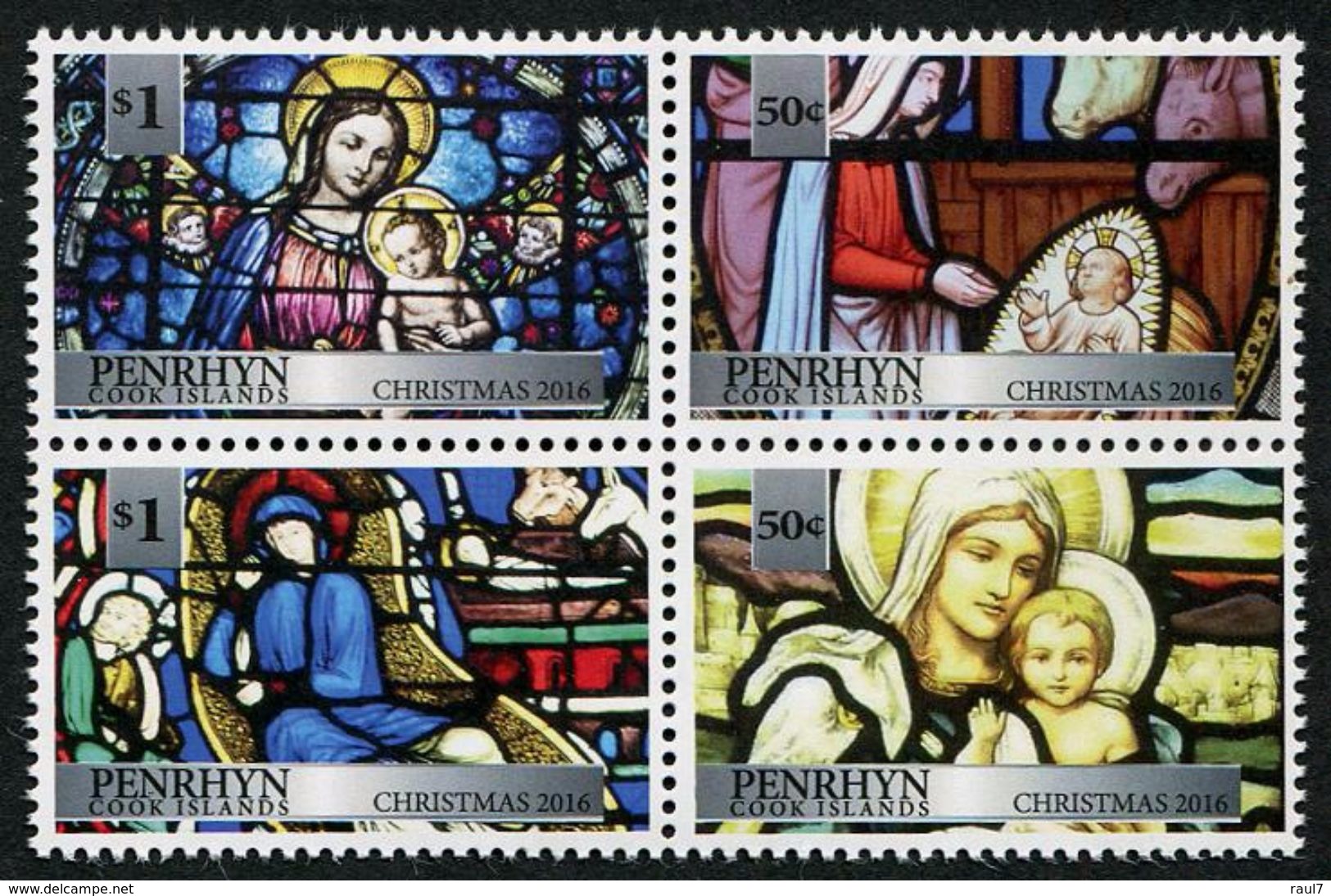 PENRHYN - 2016 - Noël 2016, La Nativité, Vitraux - 4 Val Neufs // Mnh - Penrhyn