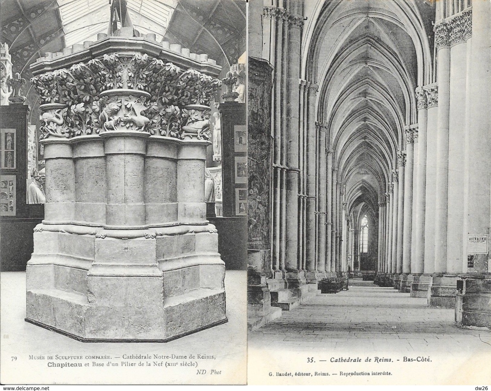 Cathédrale De Reims, Vues Intérieur Et Extérieur - Lot De 20 Cartes Non Circulées (Nef, Statues, Bas-relief, Sculptures) - 5 - 99 Cartes